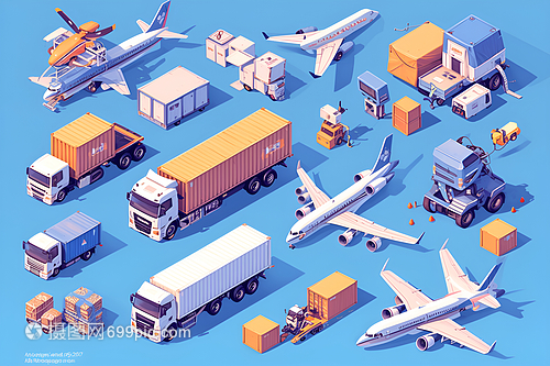 集裝箱卡車(chē)與飛機(jī)貨物運(yùn)輸 現(xiàn)代物流的雙翼